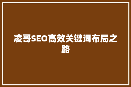 凌哥SEO高效关键词布局之路