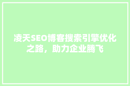 凌天SEO博客搜索引擎优化之路，助力企业腾飞