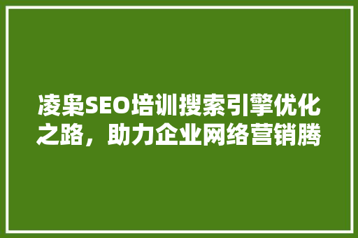 凌枭SEO培训搜索引擎优化之路，助力企业网络营销腾飞