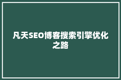 凡天SEO博客搜索引擎优化之路