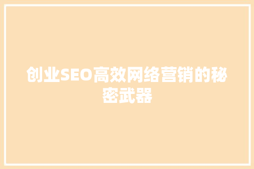 创业SEO高效网络营销的秘密武器