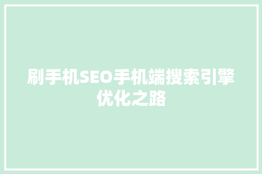 刷手机SEO手机端搜索引擎优化之路