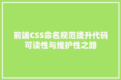 前端CSS命名规范提升代码可读性与维护性之路