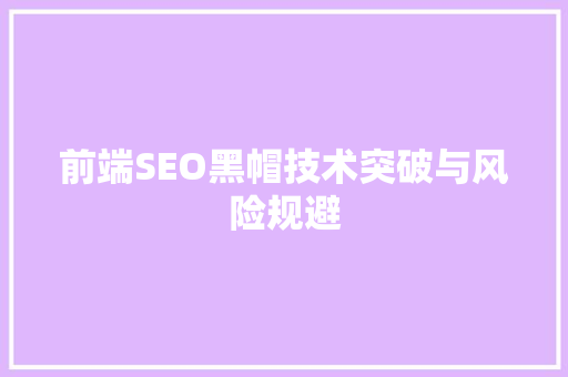 前端SEO黑帽技术突破与风险规避