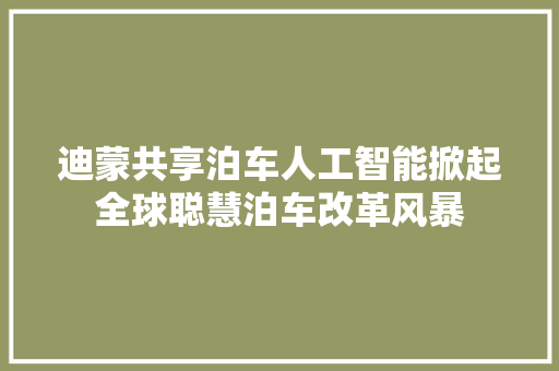迪蒙共享泊车人工智能掀起全球聪慧泊车改革风暴