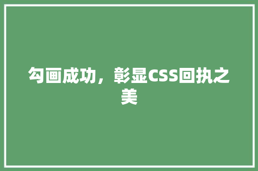 勾画成功，彰显CSS回执之美