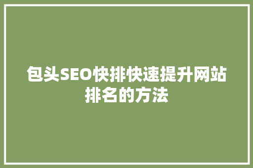 包头SEO快排快速提升网站排名的方法
