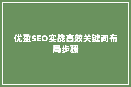 优盈SEO实战高效关键词布局步骤