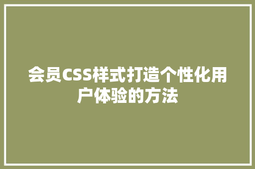 会员CSS样式打造个性化用户体验的方法