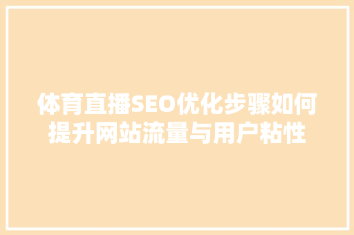 体育直播SEO优化步骤如何提升网站流量与用户粘性