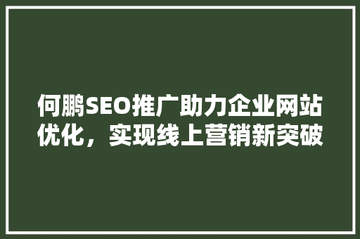 何鹏SEO推广助力企业网站优化，实现线上营销新突破