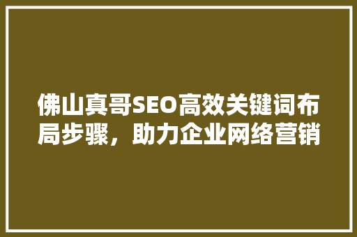 佛山真哥SEO高效关键词布局步骤，助力企业网络营销