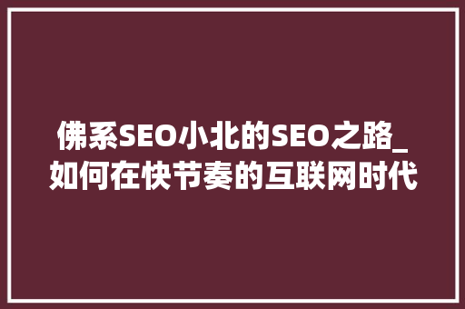 佛系SEO小北的SEO之路_如何在快节奏的互联网时代保持冷静与高效