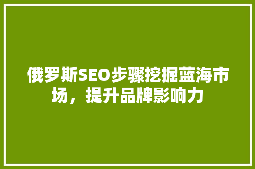 俄罗斯SEO步骤挖掘蓝海市场，提升品牌影响力