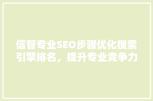 信管专业SEO步骤优化搜索引擎排名，提升专业竞争力