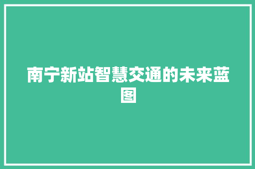 南宁新站智慧交通的未来蓝图