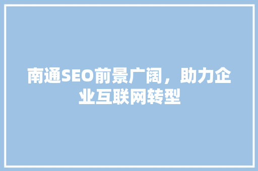 南通SEO前景广阔，助力企业互联网转型