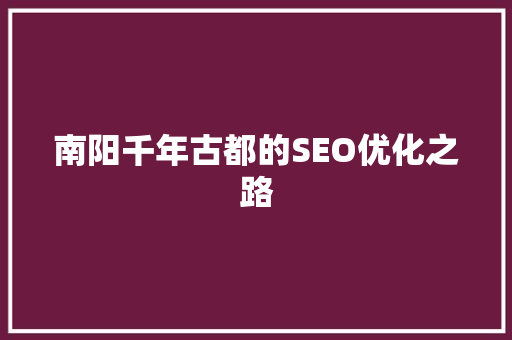 南阳千年古都的SEO优化之路