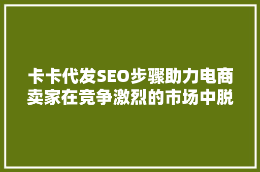 卡卡代发SEO步骤助力电商卖家在竞争激烈的市场中脱颖而出