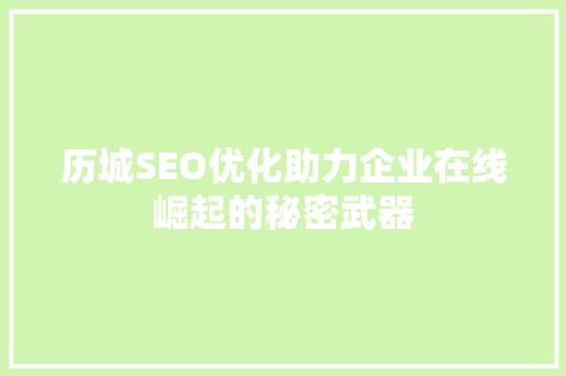 历城SEO优化助力企业在线崛起的秘密武器