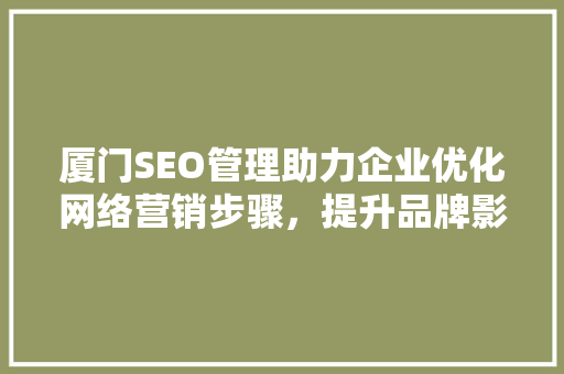 厦门SEO管理助力企业优化网络营销步骤，提升品牌影响力