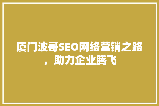 厦门波哥SEO网络营销之路，助力企业腾飞