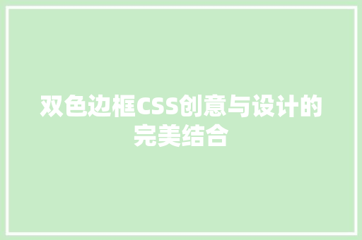 双色边框CSS创意与设计的完美结合
