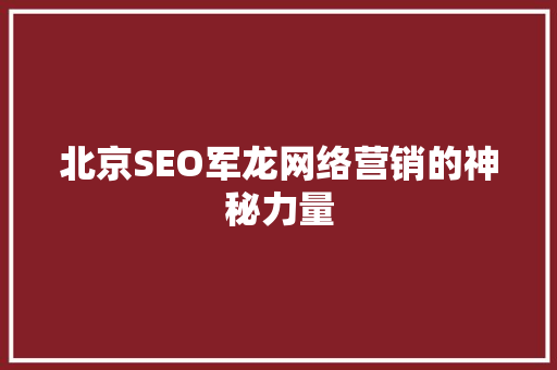 北京SEO军龙网络营销的神秘力量
