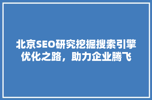 北京SEO研究挖掘搜索引擎优化之路，助力企业腾飞