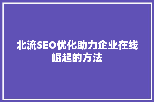 北流SEO优化助力企业在线崛起的方法
