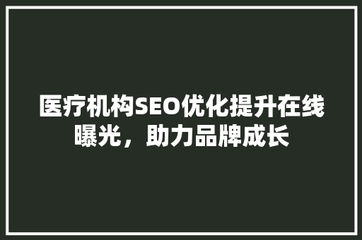 医疗机构SEO优化提升在线曝光，助力品牌成长