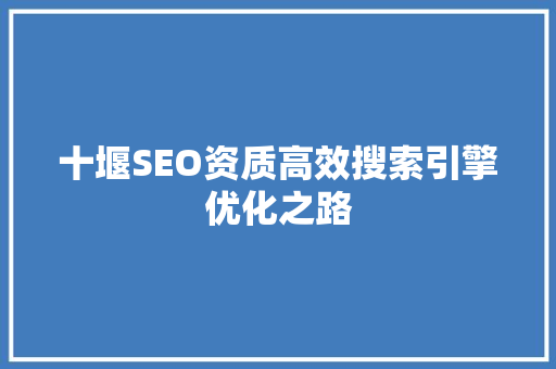 十堰SEO资质高效搜索引擎优化之路