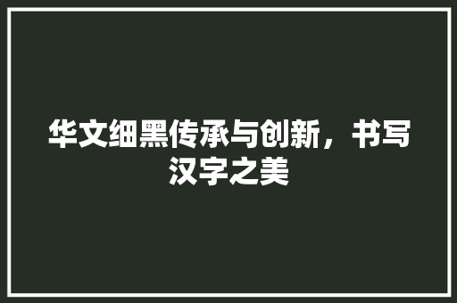 华文细黑传承与创新，书写汉字之美