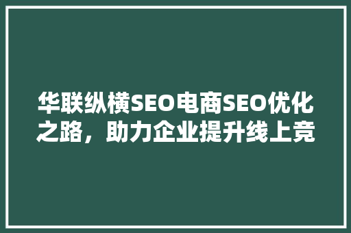 华联纵横SEO电商SEO优化之路，助力企业提升线上竞争力