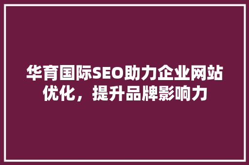 华育国际SEO助力企业网站优化，提升品牌影响力