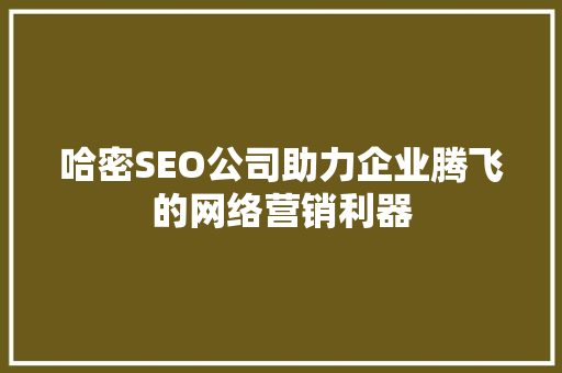 哈密SEO公司助力企业腾飞的网络营销利器