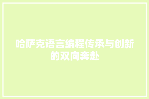 哈萨克语言编程传承与创新的双向奔赴