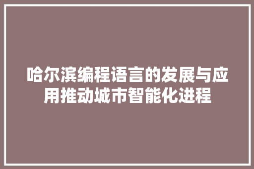 哈尔滨编程语言的发展与应用推动城市智能化进程