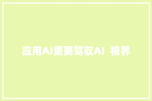 应用AI更要驾驭AI  视界