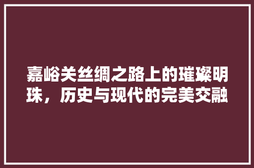 嘉峪关丝绸之路上的璀璨明珠，历史与现代的完美交融