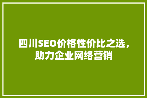 四川SEO价格性价比之选，助力企业网络营销