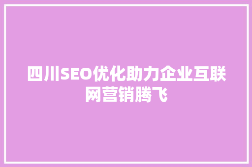四川SEO优化助力企业互联网营销腾飞