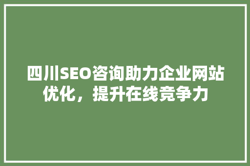 四川SEO咨询助力企业网站优化，提升在线竞争力