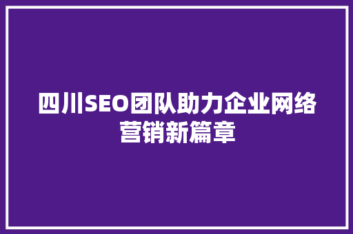 四川SEO团队助力企业网络营销新篇章