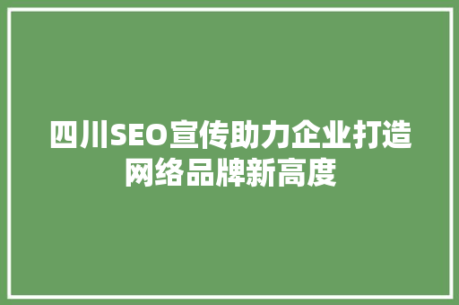 四川SEO宣传助力企业打造网络品牌新高度
