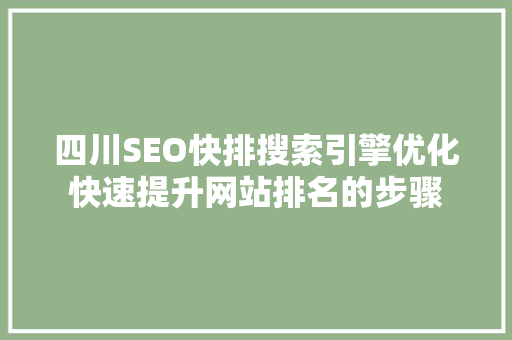四川SEO快排搜索引擎优化快速提升网站排名的步骤