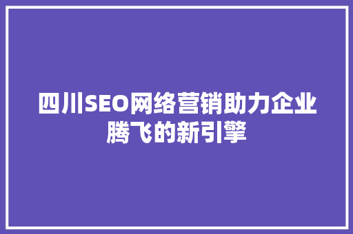 四川SEO网络营销助力企业腾飞的新引擎