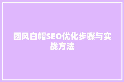 团风白帽SEO优化步骤与实战方法