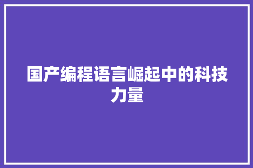 国产编程语言崛起中的科技力量