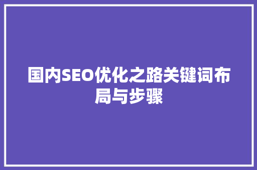 国内SEO优化之路关键词布局与步骤